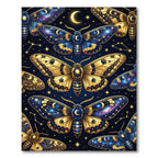 Celestial Gold and Navy Starry Moth Rug