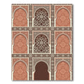 Terracotta Arched Lattice Floral Tapestry Rug
