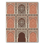 Terracotta Arched Lattice Floral Tapestry Rug