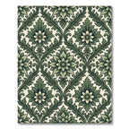 Elegant Sage Green Damask Floral Scroll Rug