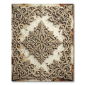 Ornate Ivory Filigree Damask Scroll Rug