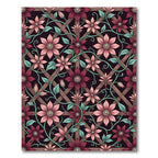 Elegant Pink Clematis Floral Lattice Rug