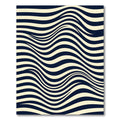Minimalist Navy and Cream Wavy Lines Rug