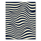Minimalist Navy and Cream Wavy Lines Rug