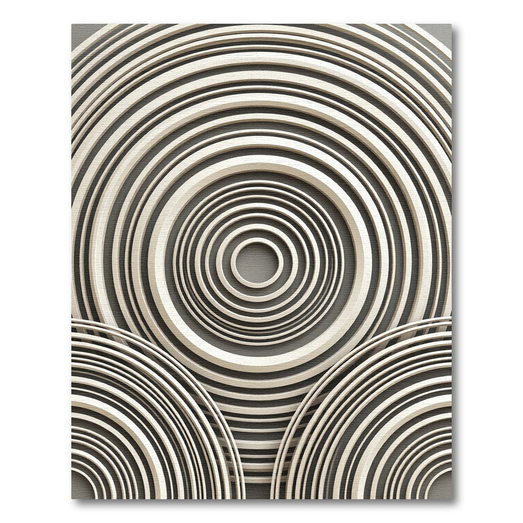 Modern Minimalist Gray Circular Concentric Rug