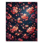 Vibrant Cherry Blossom Branches Dark Rug