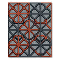 Geometric Quatrefoil Red Gray Pattern Rug