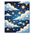 Golden Starry Night Cloudscape Rug
