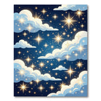 Golden Starry Night Cloudscape Rug