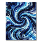 Deep Blue Swirling Watercolor Waves Rug