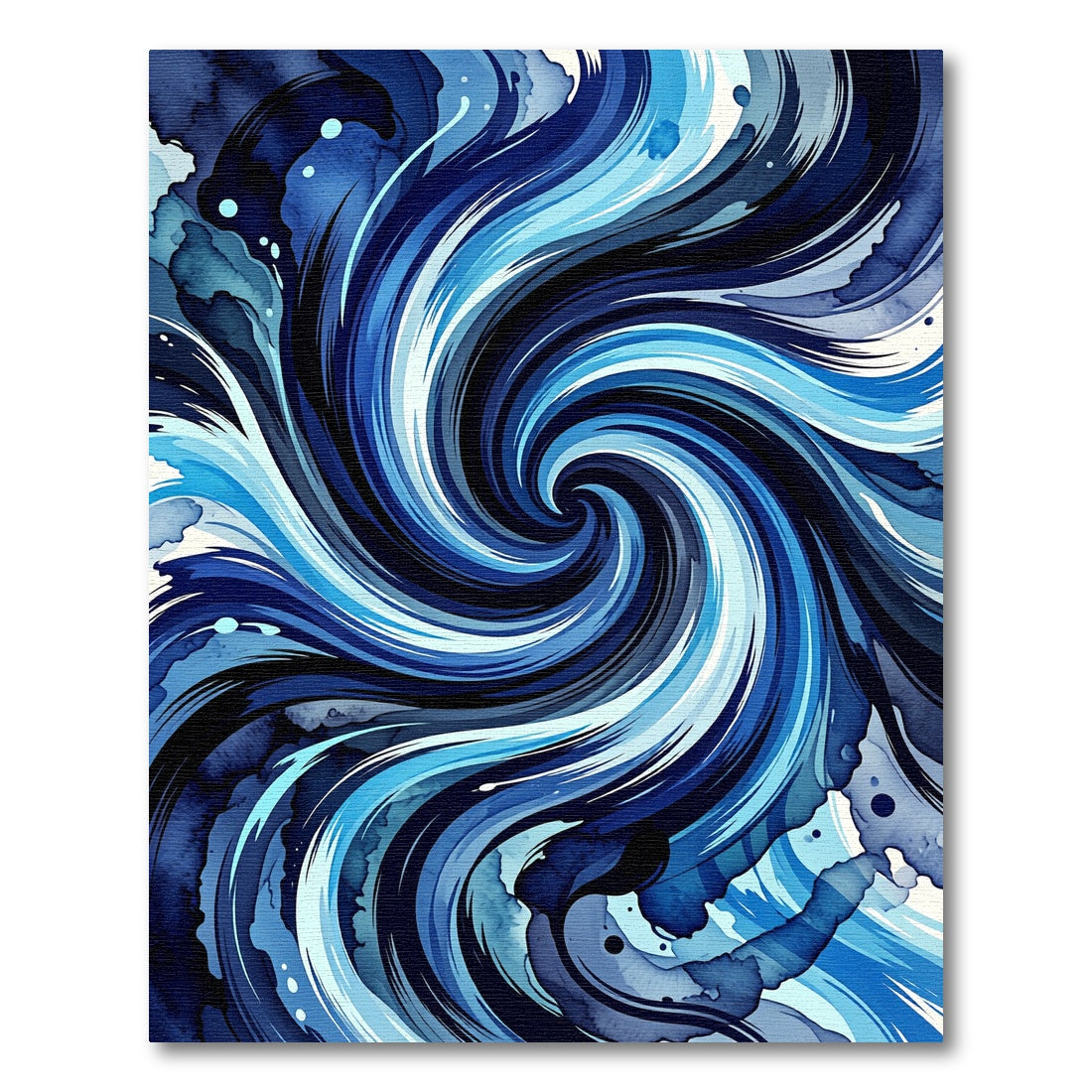 Deep Blue Swirling Watercolor Waves Rug