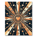 Radiant Orange Heart Sunburst Rug