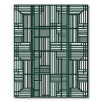 Deep Green Geometric Architectural Blocks Rug