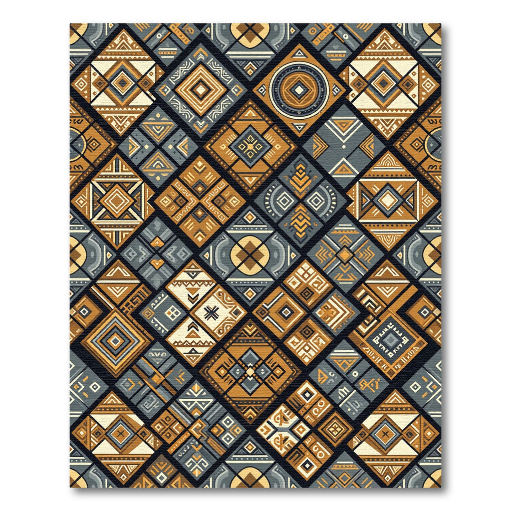 Geometric Earthy Diamond Composition Rug