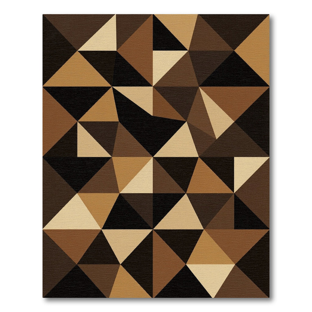 Modern Brown Tonal Geometric Triangle Area Rug