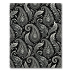 Monochrome Paisley Floral Swirls Rug