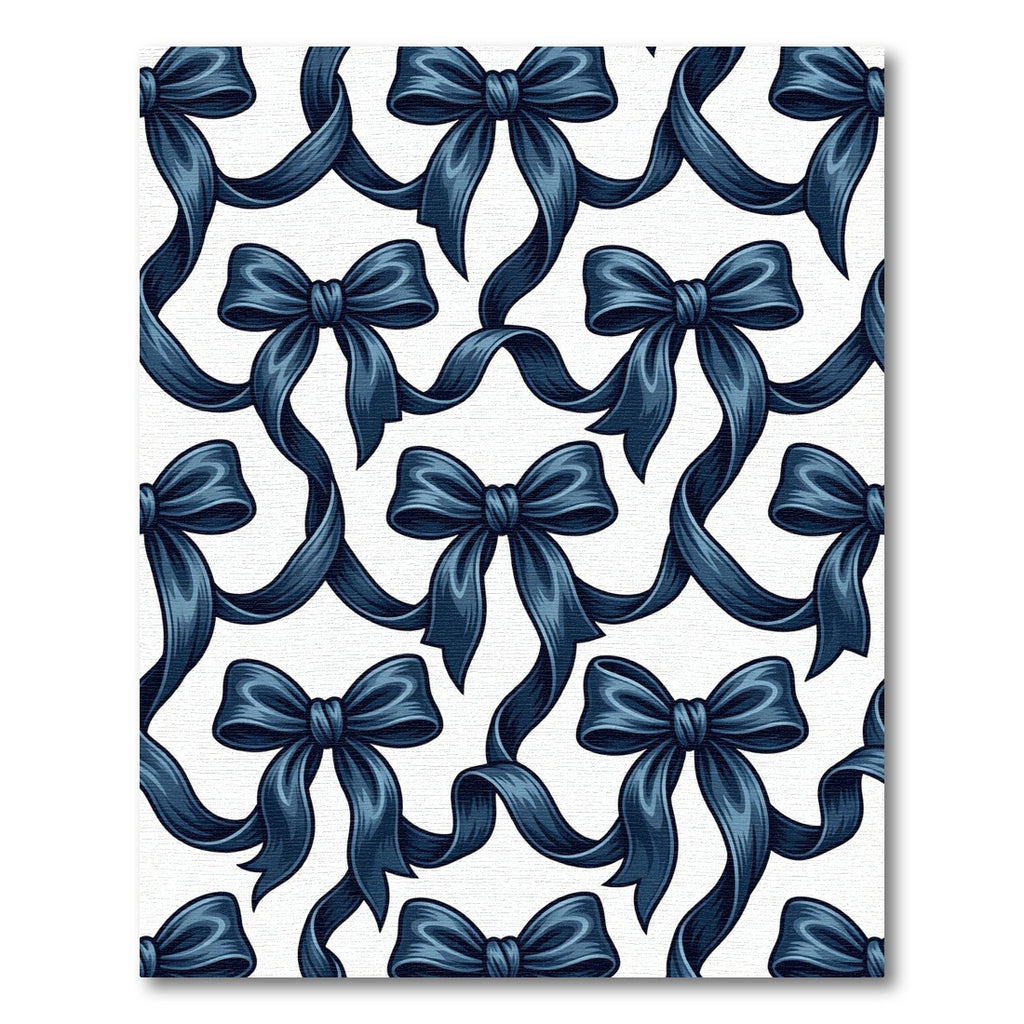 Elegant Navy Blue Satin Bow Garland Rug