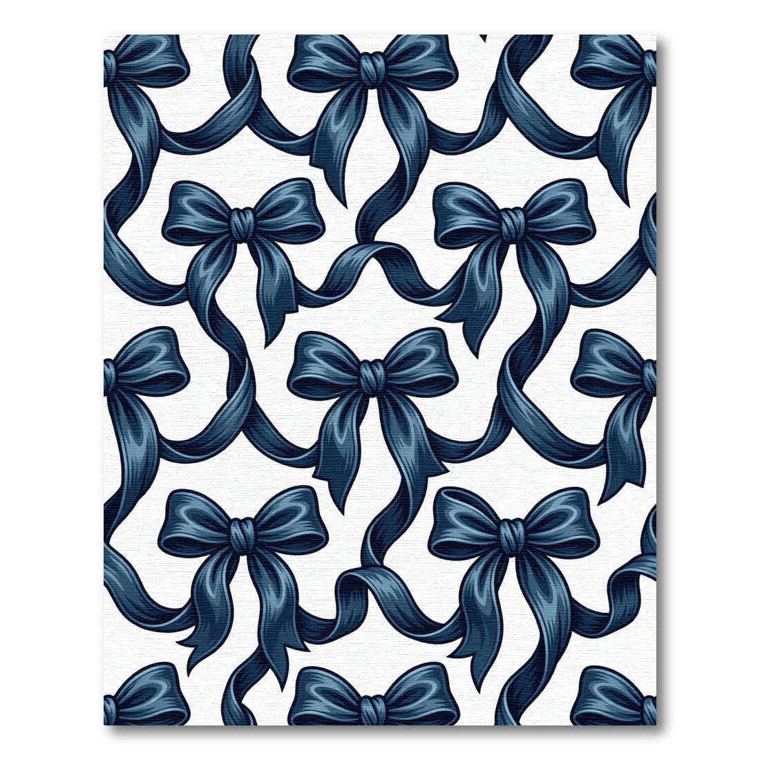 Elegant Navy Blue Satin Bow Garland Rug