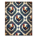 Ornate French Rooster Crest Foliage Rug