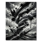 Monochrome Abstract Ink Swirl Rug