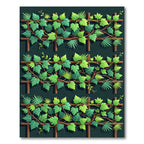 Lush Green Tropical Foliage Trellis Rug