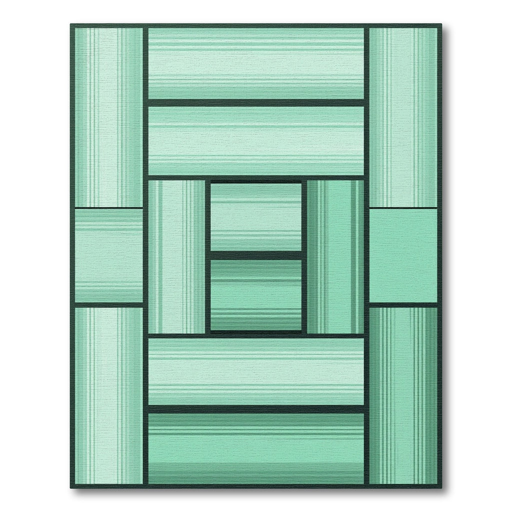 Shaded Teal Stripe Geometric Blocks Rug