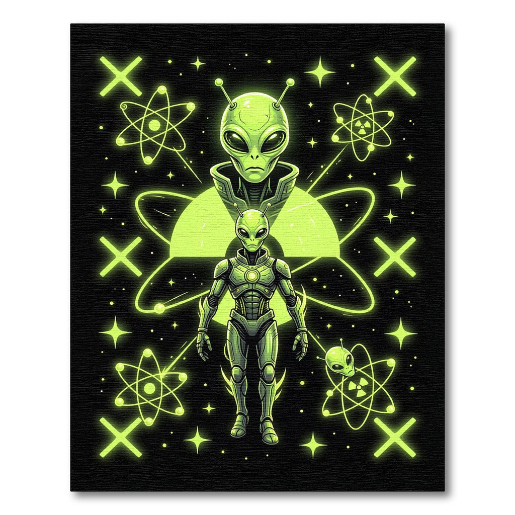 Neon Alien Radioactive Atomic Science Artwork Rug