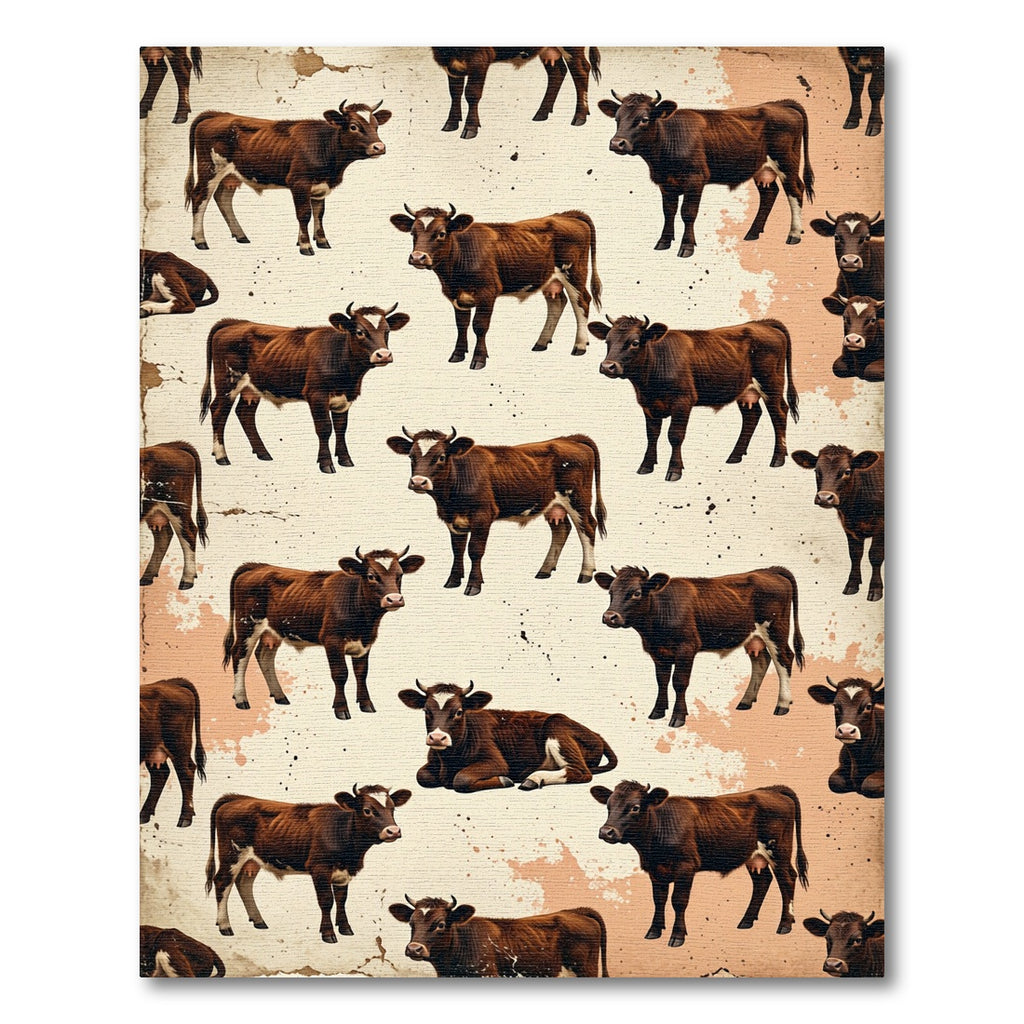 Rustic Brown Calf Farmhouse Illustration Rug