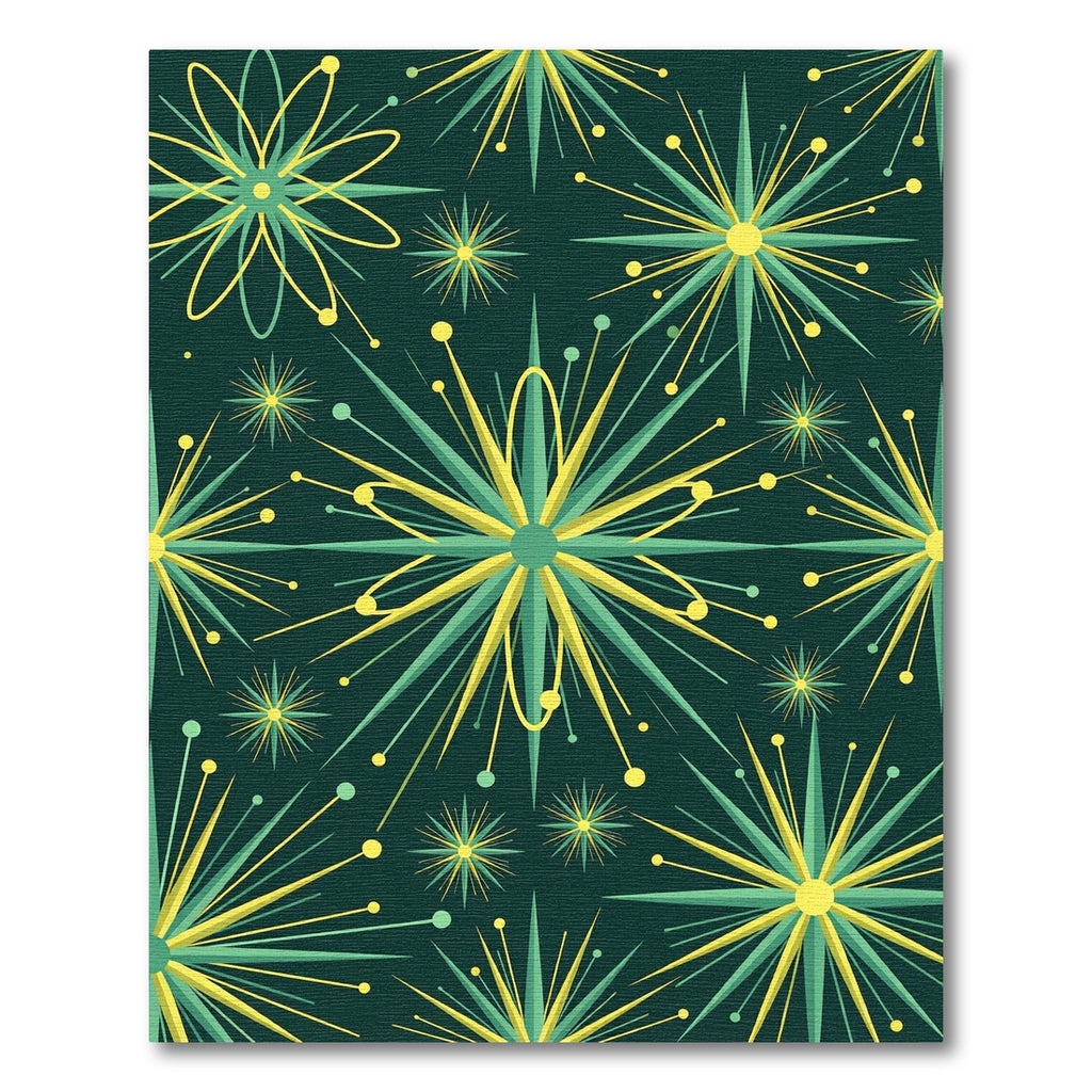 Retro Teal Yellow Starburst Rug