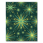 Retro Teal Yellow Starburst Rug