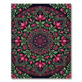 Dark Pink Floral Mandala Art Rug