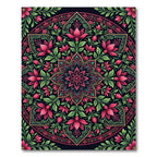 Dark Pink Floral Mandala Art Rug