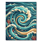Coastal Teal Swirl Wave Ocean Rug