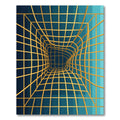 Modern Gold Geometric Grid Tunnel Rug