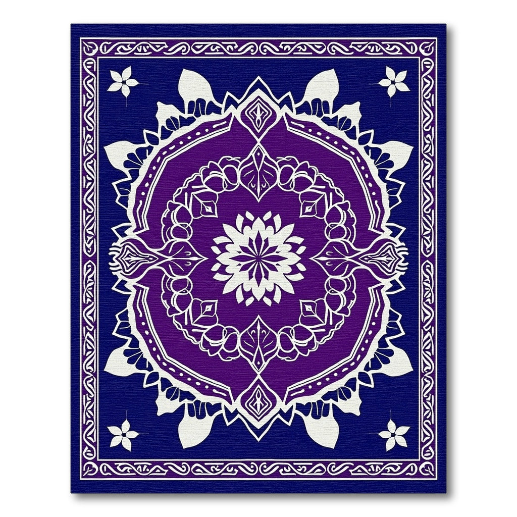 Deep Blue Plum Medallion Floral Rug