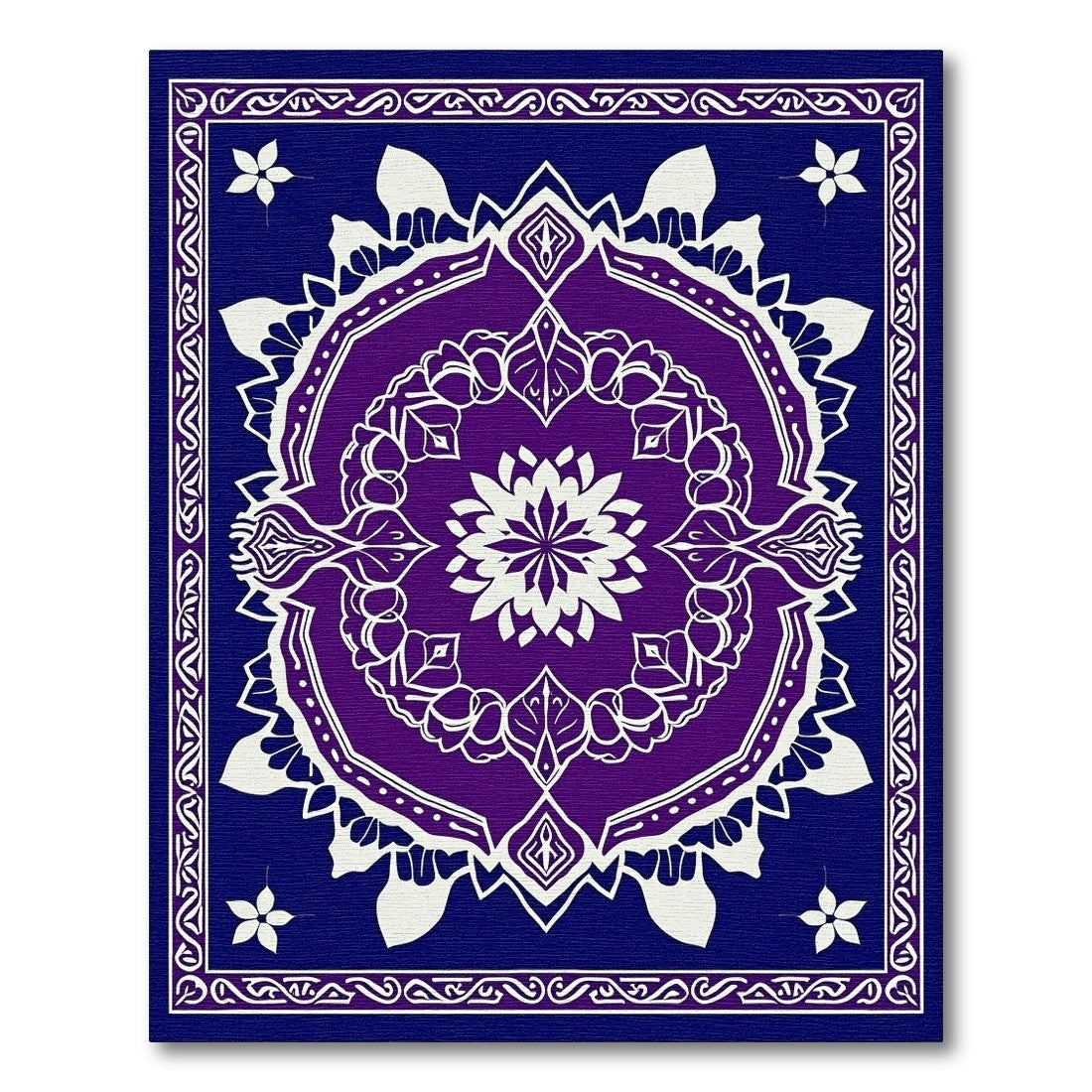 Deep Blue Plum Medallion Floral Rug