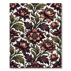 Dark Crimson Botanical Vine Floral Rug