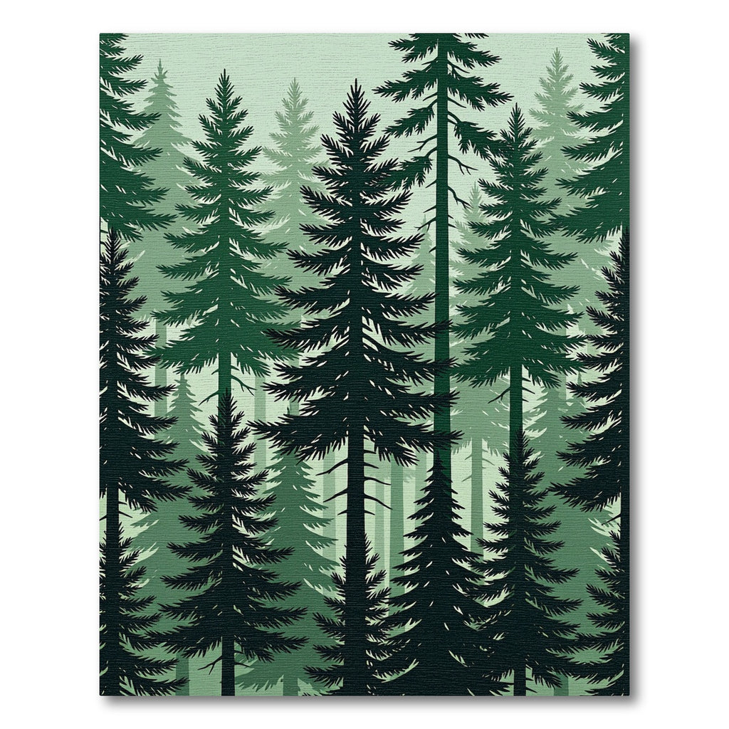 Dark Green Forest Silhouette Trees Rug