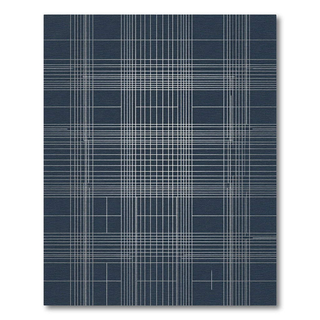 Navy White Grid Square Rug