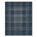 Navy White Grid Square Rug