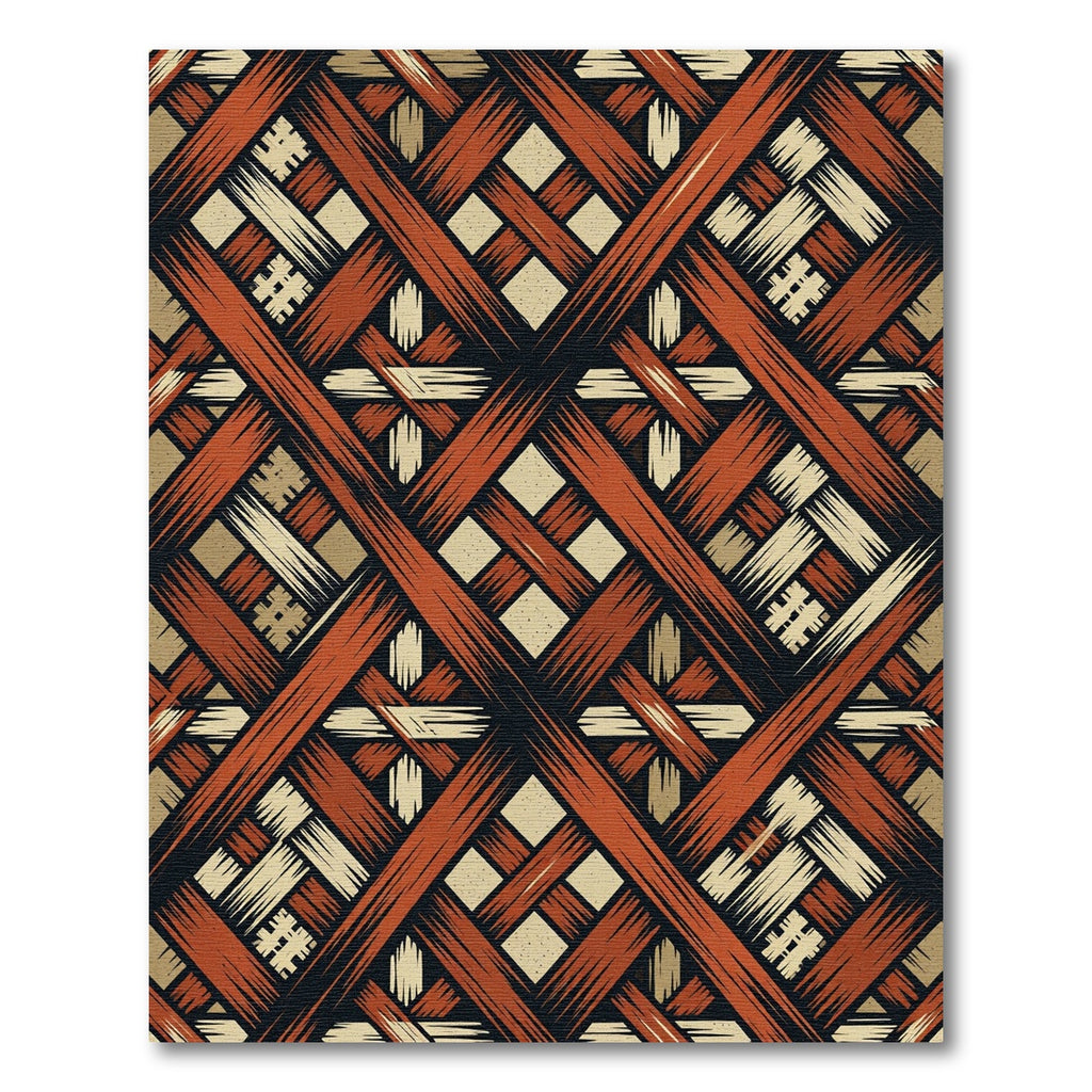 Terracotta Earthy Geometric Lattice Weave Rug