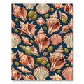 Coastal Seashell and Olive Deep Navy Rug