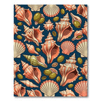 Coastal Seashell and Olive Deep Navy Rug