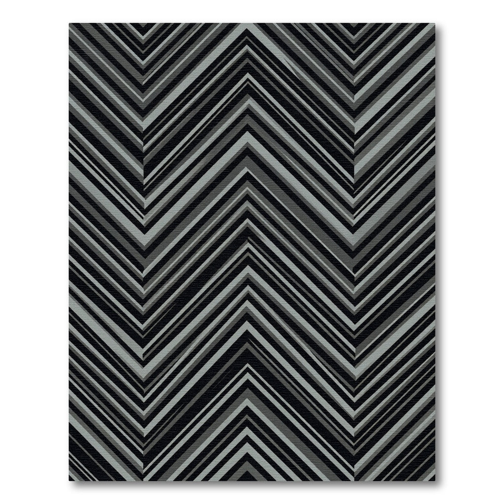 Monochrome Chevron Geometric Striped Rug
