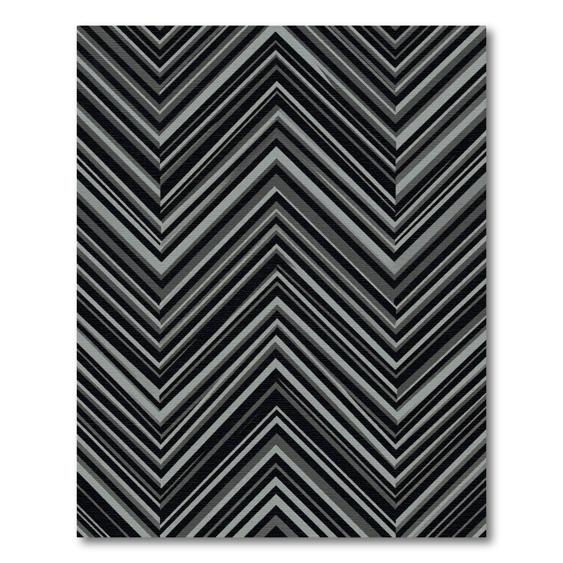 Monochrome Chevron Geometric Striped Rug