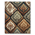 Elegant Damask Diamond Multi-Tone Tile Rug