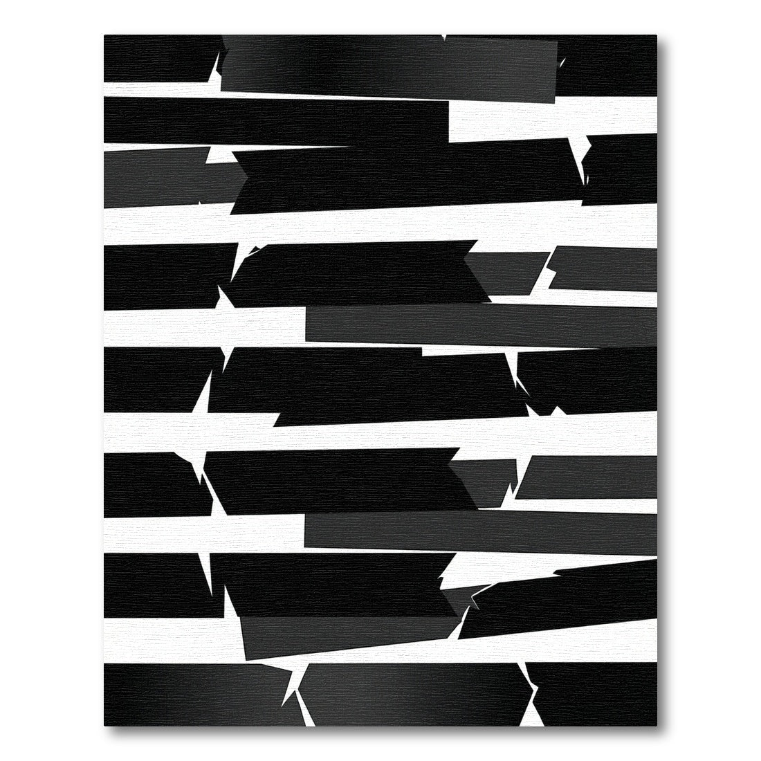 Abstract Black White Jagged Stripes Rug