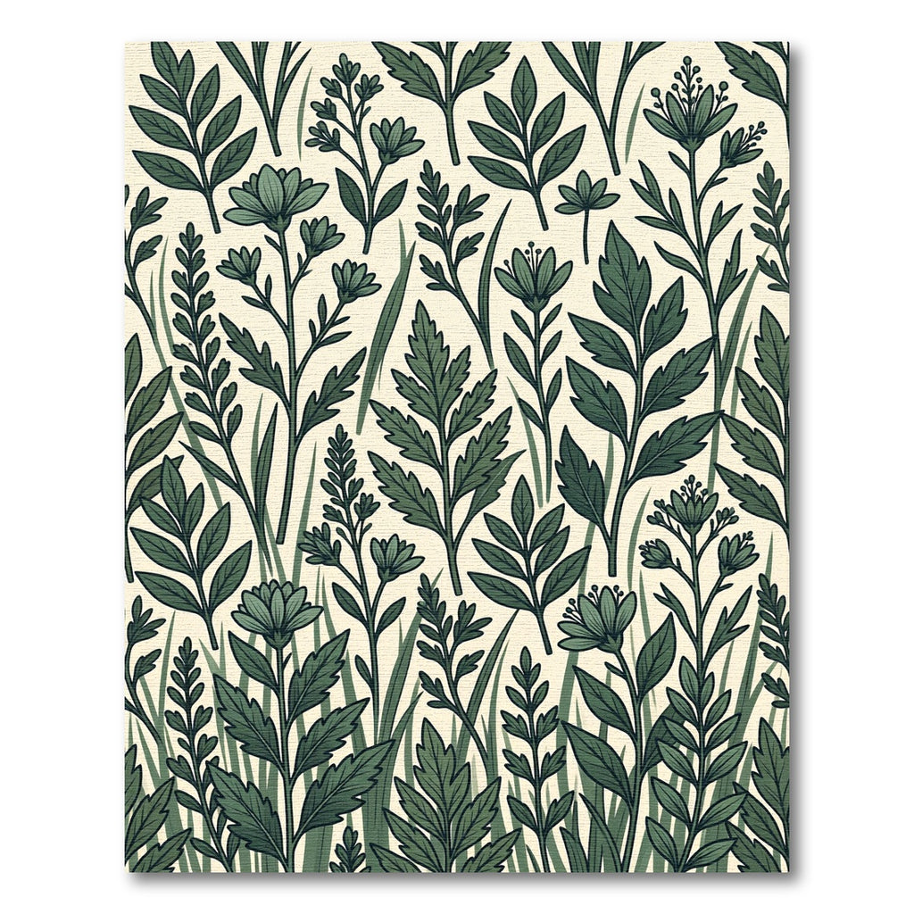 Sage Green Botanical Forest Meadow Rug