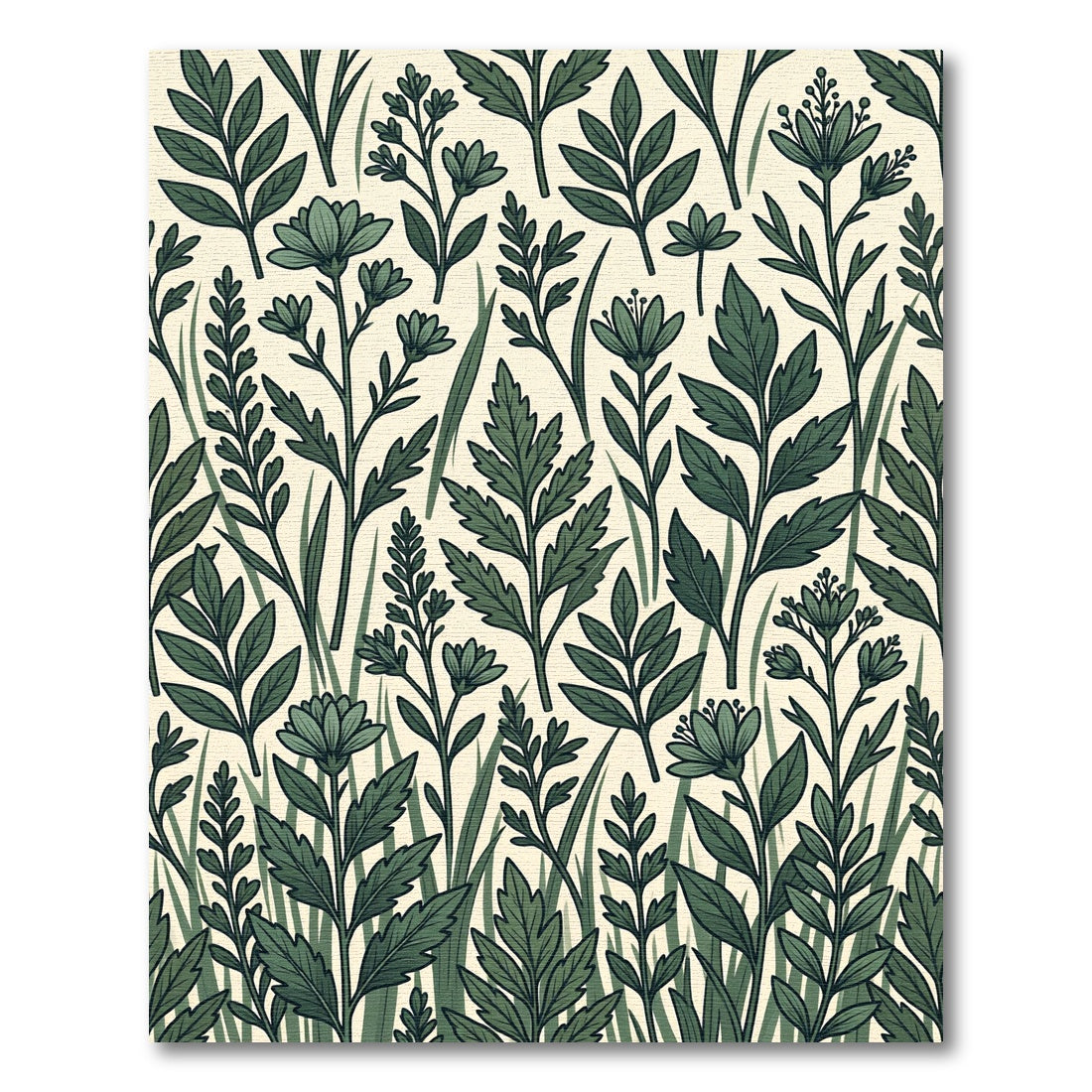 Sage Green Botanical Forest Meadow Rug