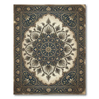 Deep Blue Vintage Floral Arch Rug